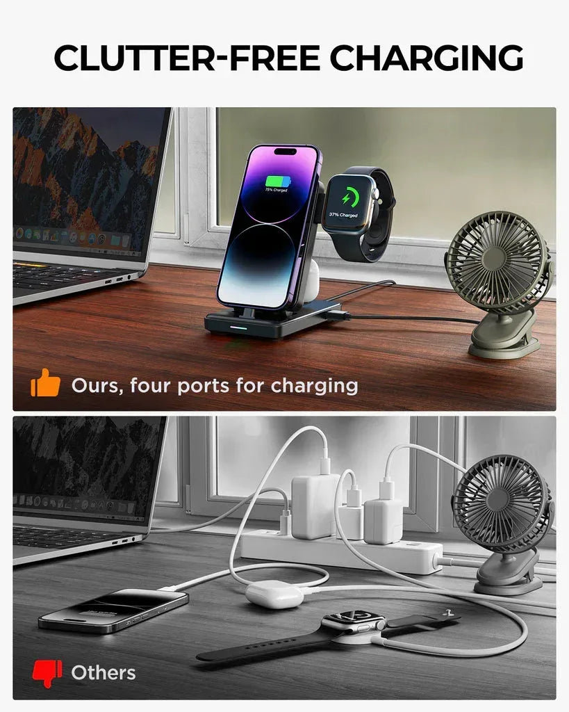 Joyroom 4 in 1 Lightning Wireless Charger Station JR-WQS02 - Three