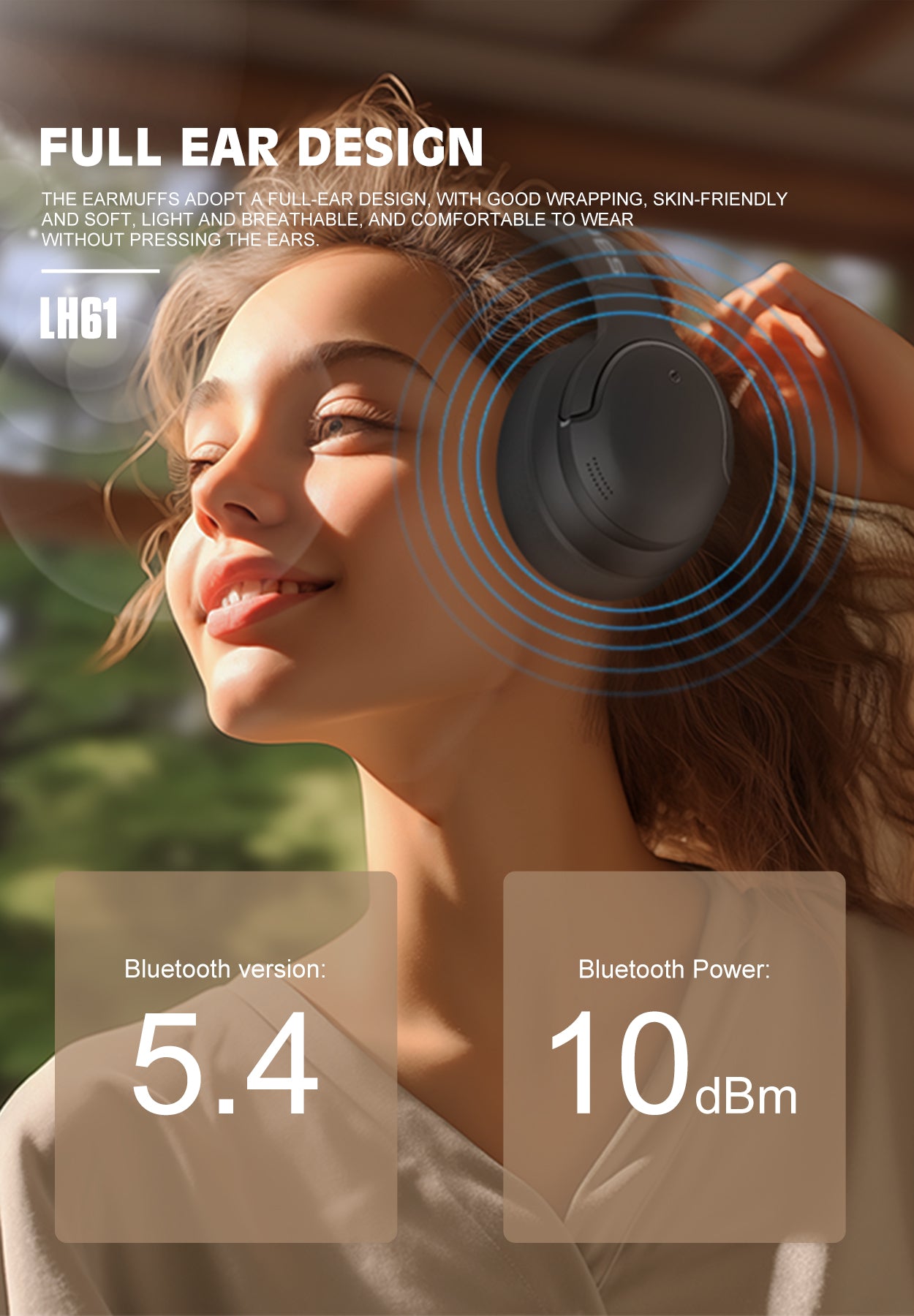 Lenyes Bluetooth 5.3 HiFi 30H Wireless Headphones LH61