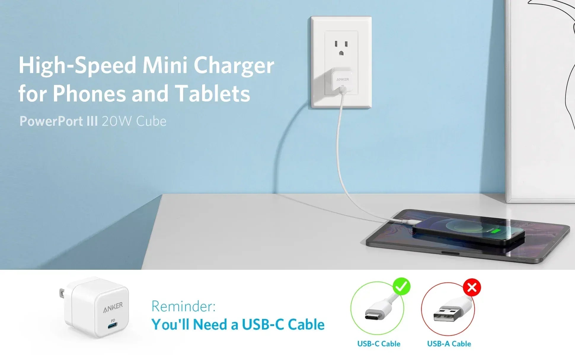 Anker PowerPort III PD Cube 20W - Three