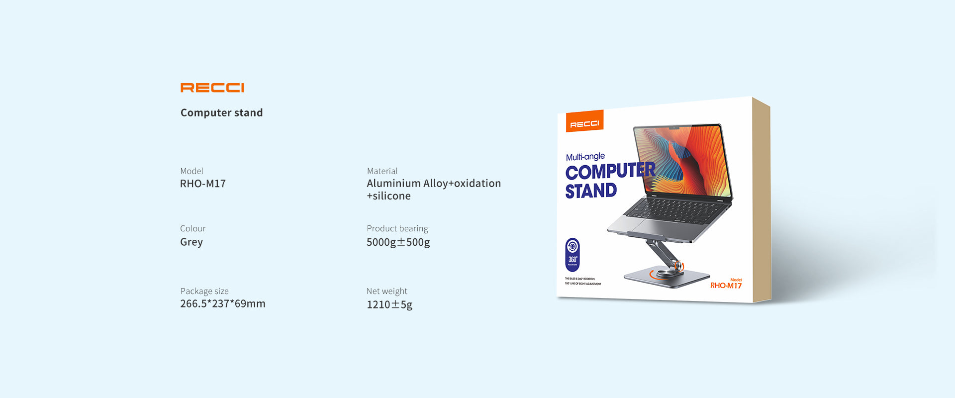 Recci Multi-Angle Laptop Stand 360 Rotation RHO-M17