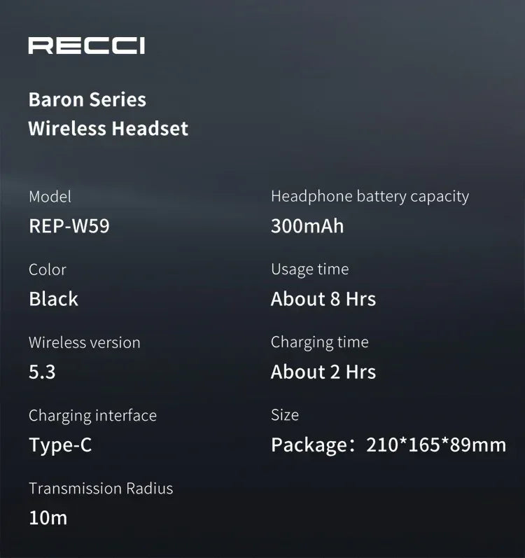 Recci Baron Series Bluetooth Earphone REP-W59 - Three