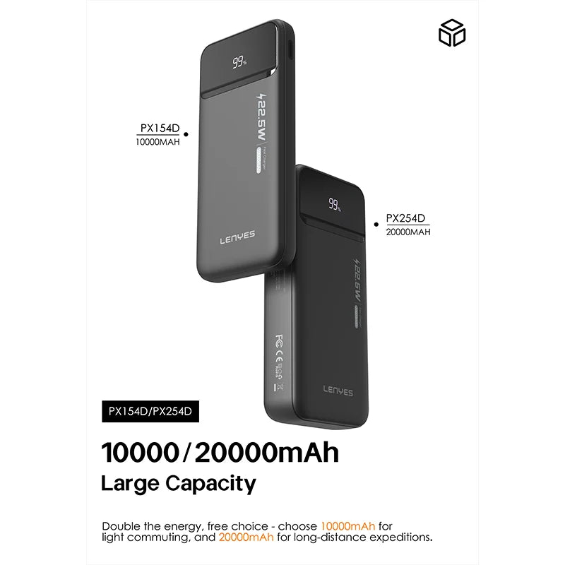 Lenyes 10000mAh 22.5W PD QC Digital Display Power Bank PX154D