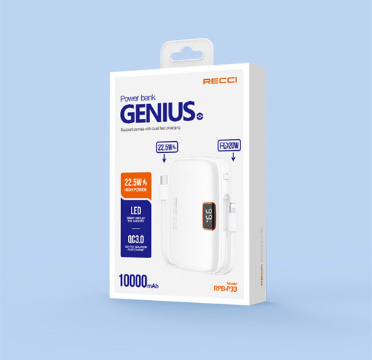 Recci Genius 10000 mAh Fast Charging Power Bank RPB-P33