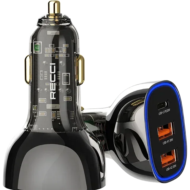 Recci 3 Ports Journey Transparent Car Charger RCC-N18 - Three