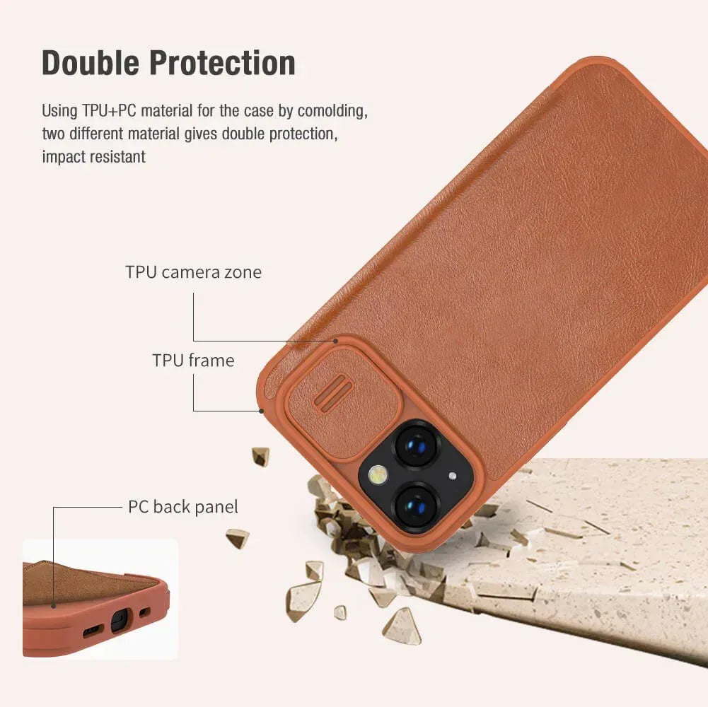 Nillkin Qin Pro Series CamShield Leather case iPhone 14 - Three