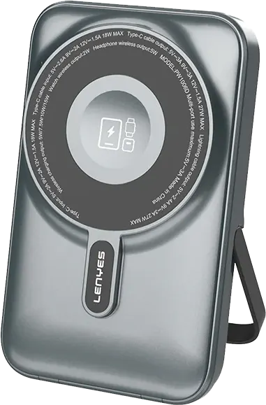 Lenyes 10000mAh 27W Dual Built-In Cable 15W Magnetic Wireless Power Bank PW1006D