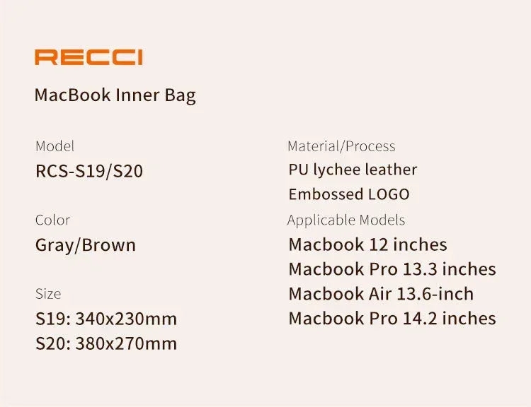 Recci Dream Inner Bag Sleeve For MacBook - Three