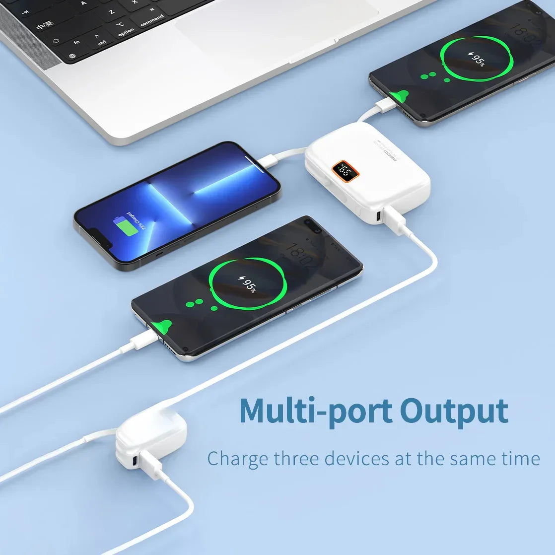 Recci Genius 10000 mAh Fast Charging Power Bank RPB-P33 - Three