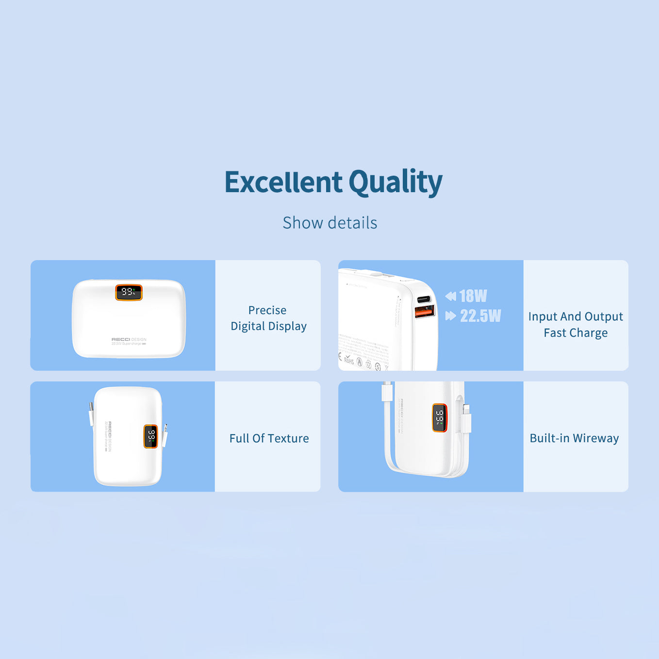 Recci Genius 10000 mAh Fast Charging Power Bank RPB-P33