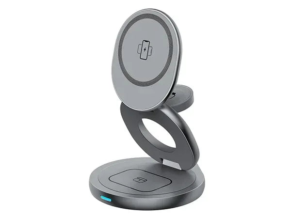 Rotating Metal 3 In 1 Folding Magnetic 15W Wireless Charger W27 - Three