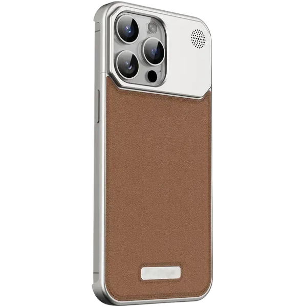 NJOYNY Metal Leather Case iPhone 16 Pro Max - Three