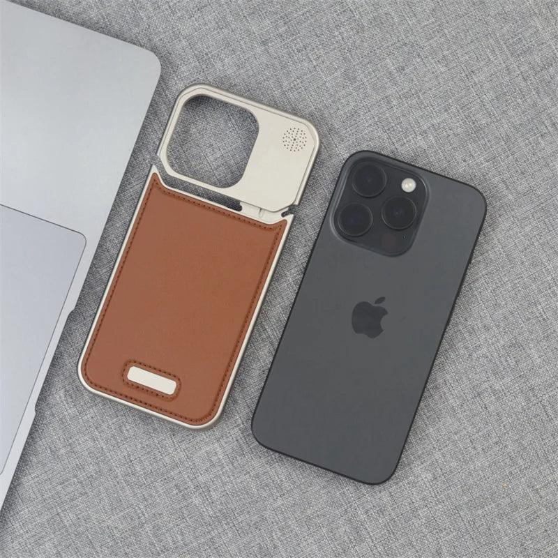 NJOYNY Metal Leather Case iPhone 16 Pro Max - Three
