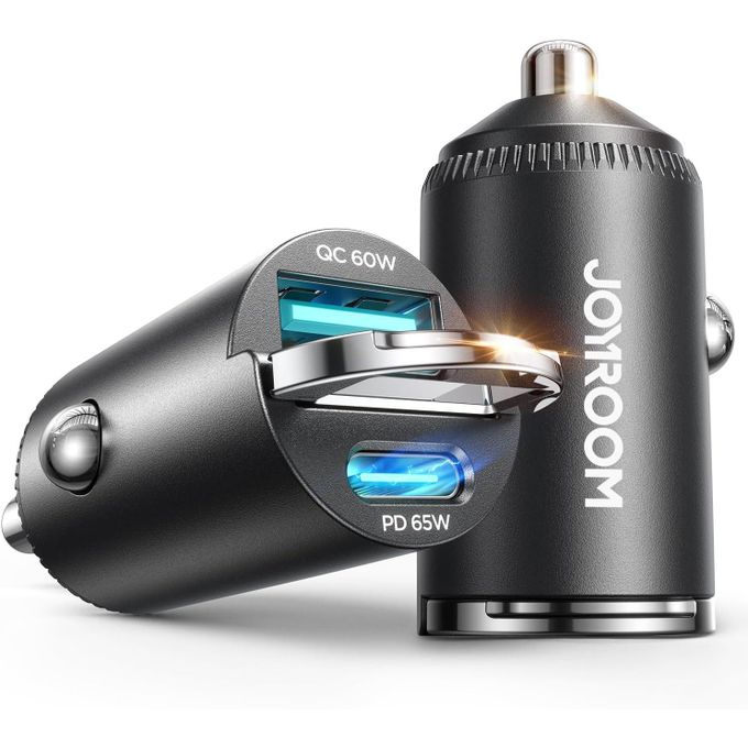 JOYROOM Pull-Ring Style PD 65W Mini Car Charger USB-A + USB-C Dual Ports JR-CCN18