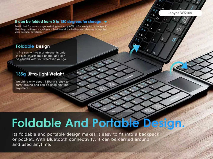 Lenyes Foldable Bluetooth Keyboard with Touchpad WK109