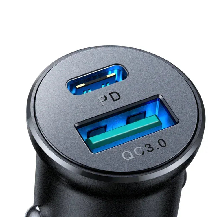 Joyroom Mini Metal Car Charger Type A+C 30W JR-CCN05 - Three
