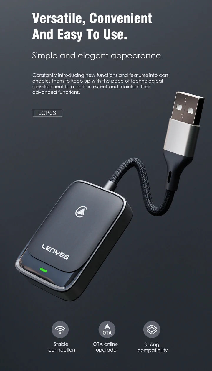Lenyes Bluetooth 5.0 5GHz Wireless CarPlay Android Auto Adapter LCP03