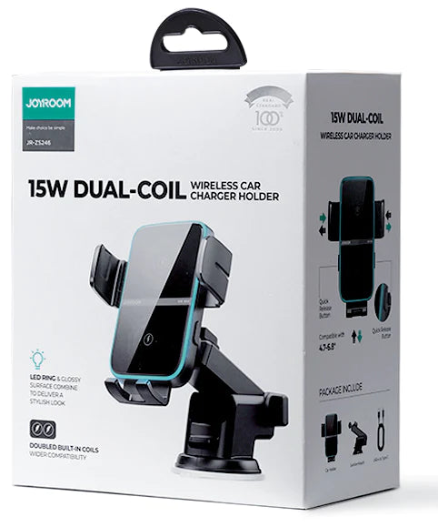 Joyroom Dual-Coil Wireless Car Charger Holder Stand JR-ZS246