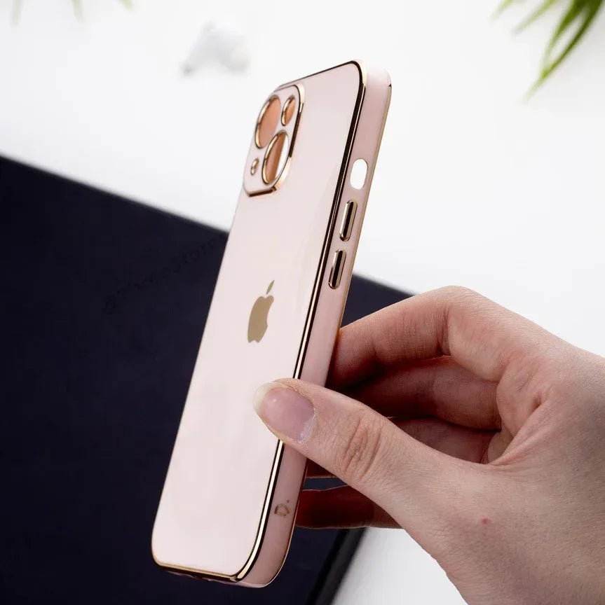 Plating Gold Lens Protection Case iPhone 14 - Three