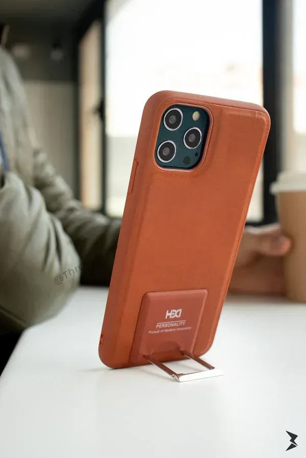 HDD Stand leather Case iPhone 12 / 12 Pro - Three