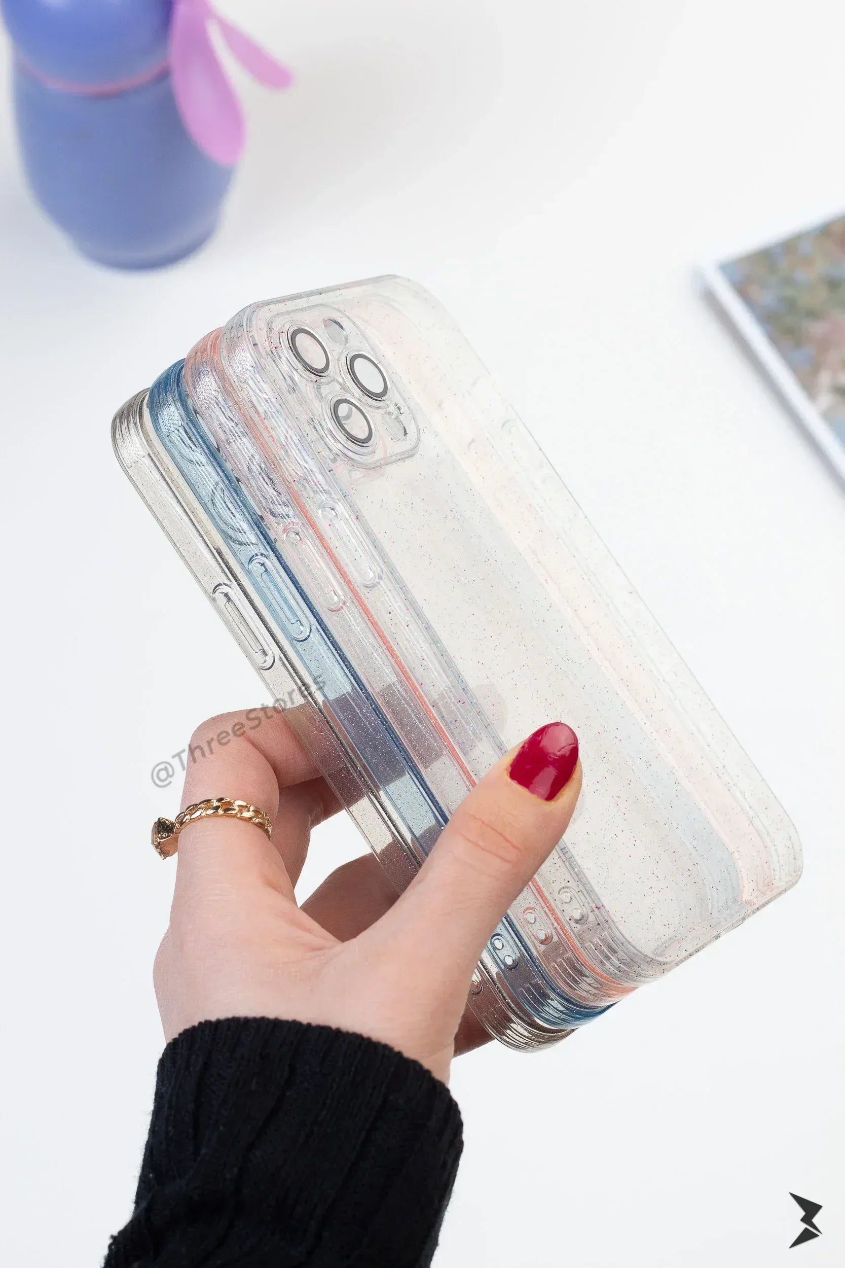 Glitter Transparent Camera Lens Protection Case iPhone 13 Pro Max - Three