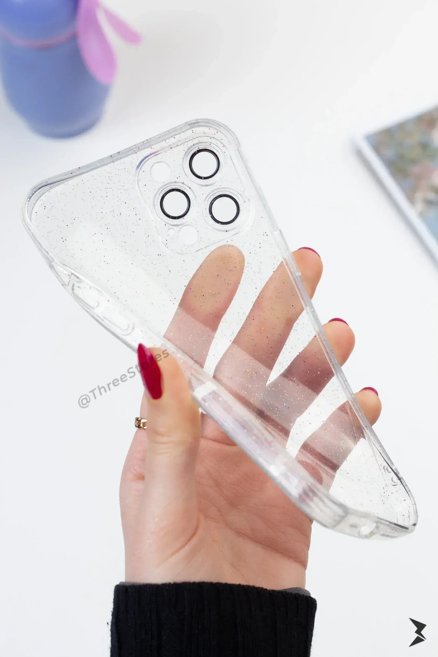 Glitter Transparent Camera Lens Protection Case iPhone 13 Pro Max - Three