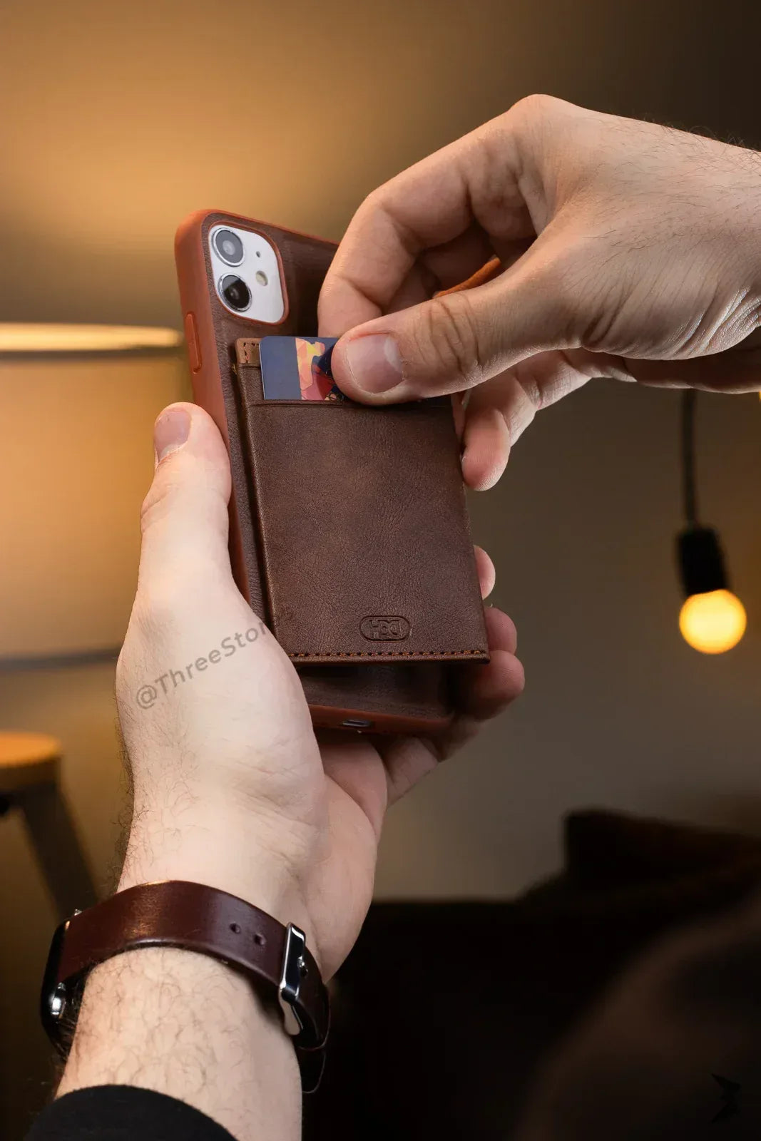 Hdd Leather Slim invisible Card Case iPhone 11 - Three