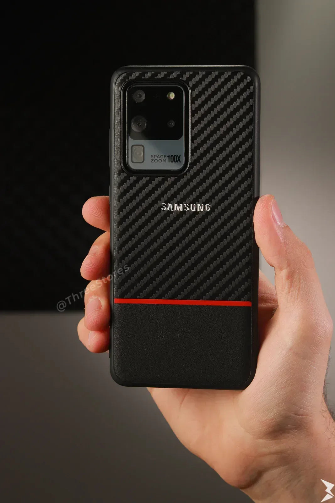 Black Fiber Protective Case Samsung S20 Ultra - Three