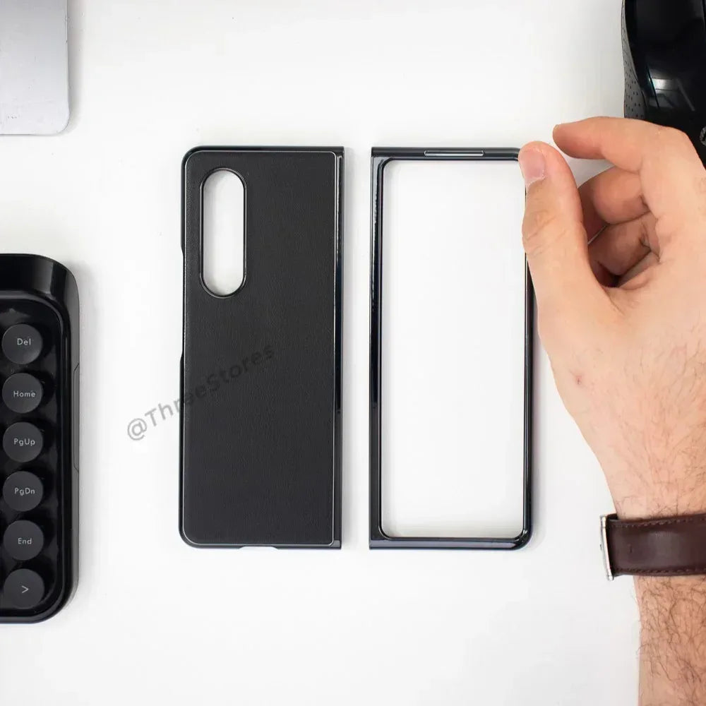 Leather Glossy Frame Case Samsung Z Fold 3 - Three