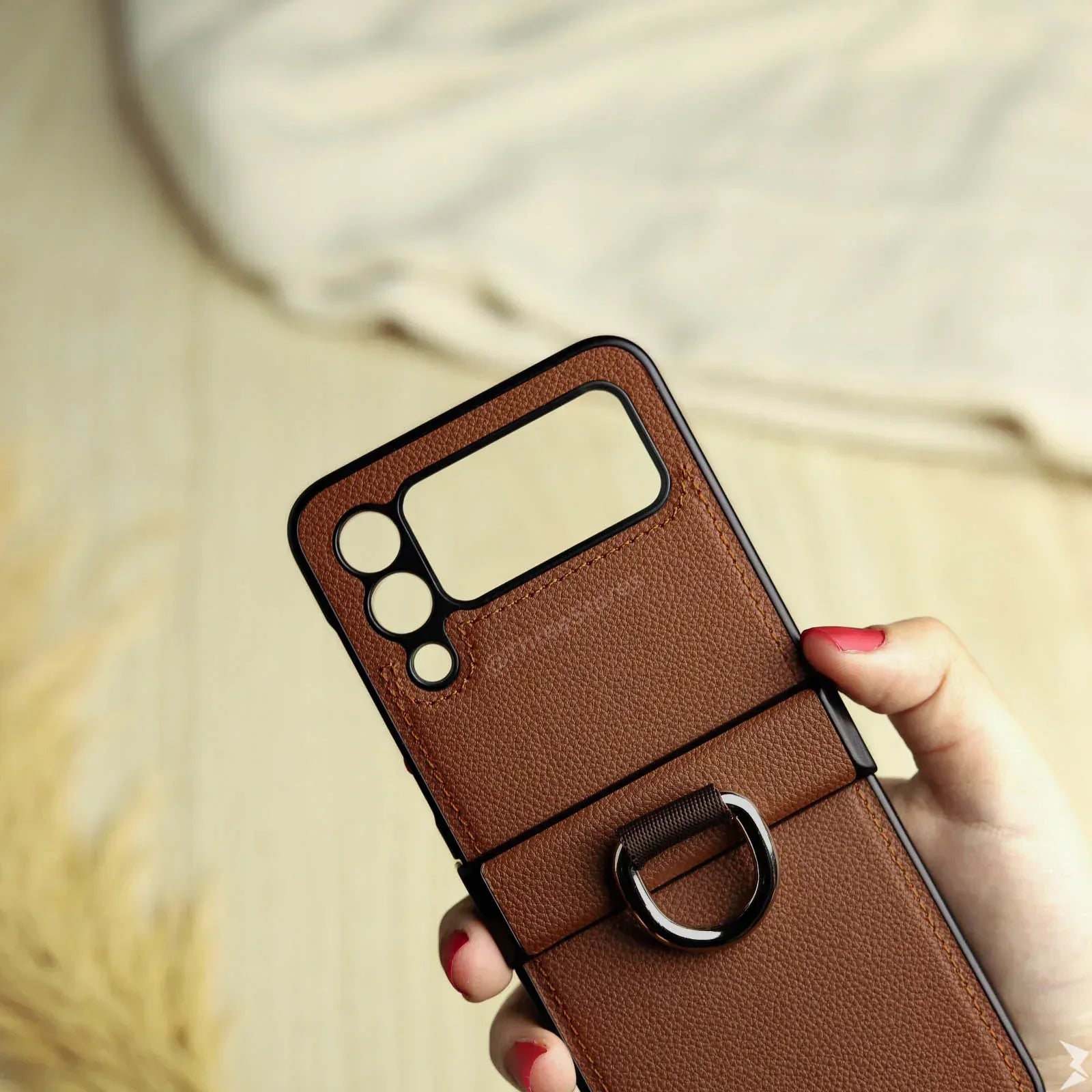 HDD Ring Leather Case Samsung Z Flip 3 - Three