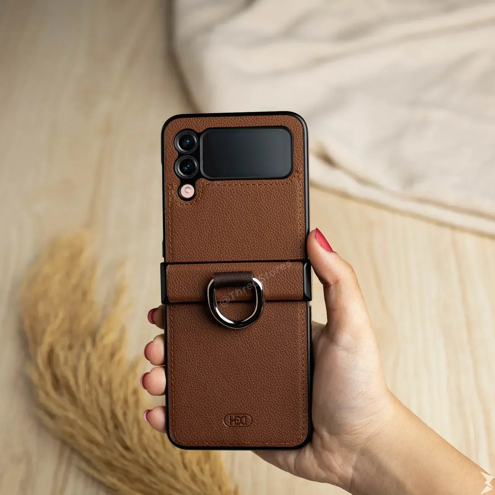 HDD Ring Leather Case Samsung Z Flip 3 - Three