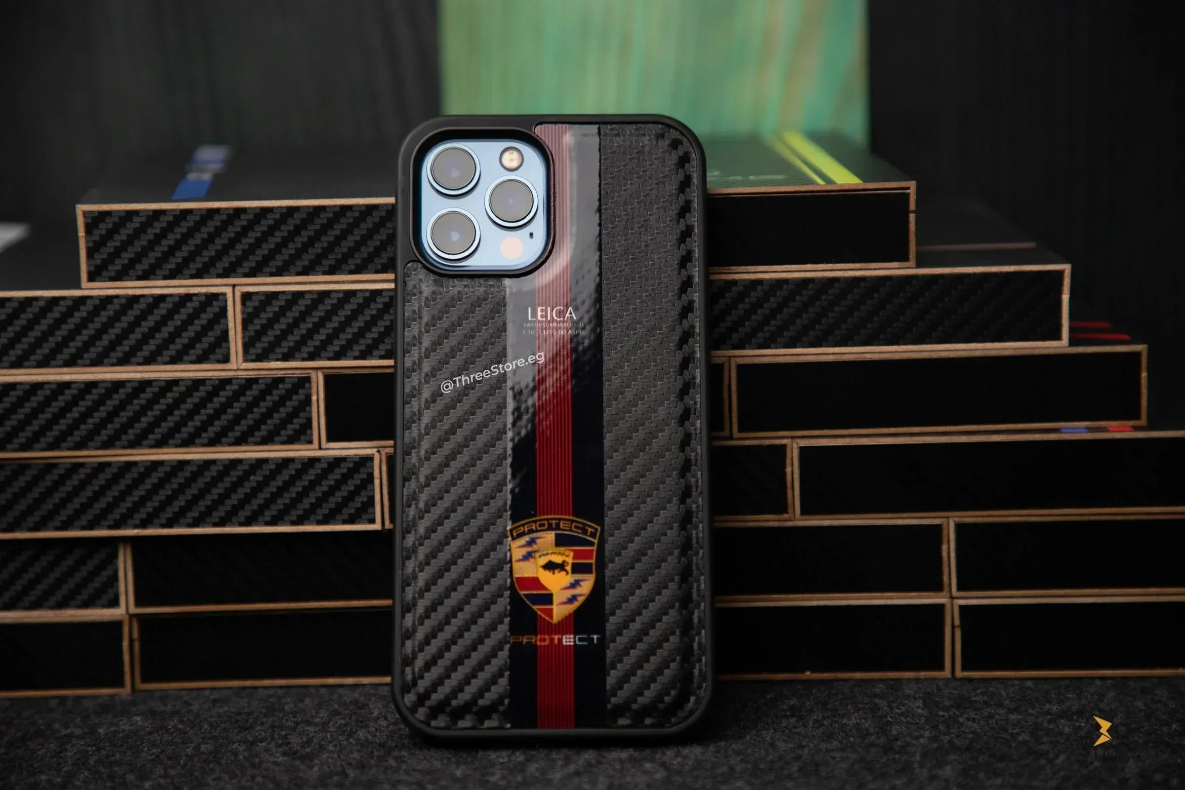Fiber Carbon Car Brands Case iPhone 12 Pro Max - Three