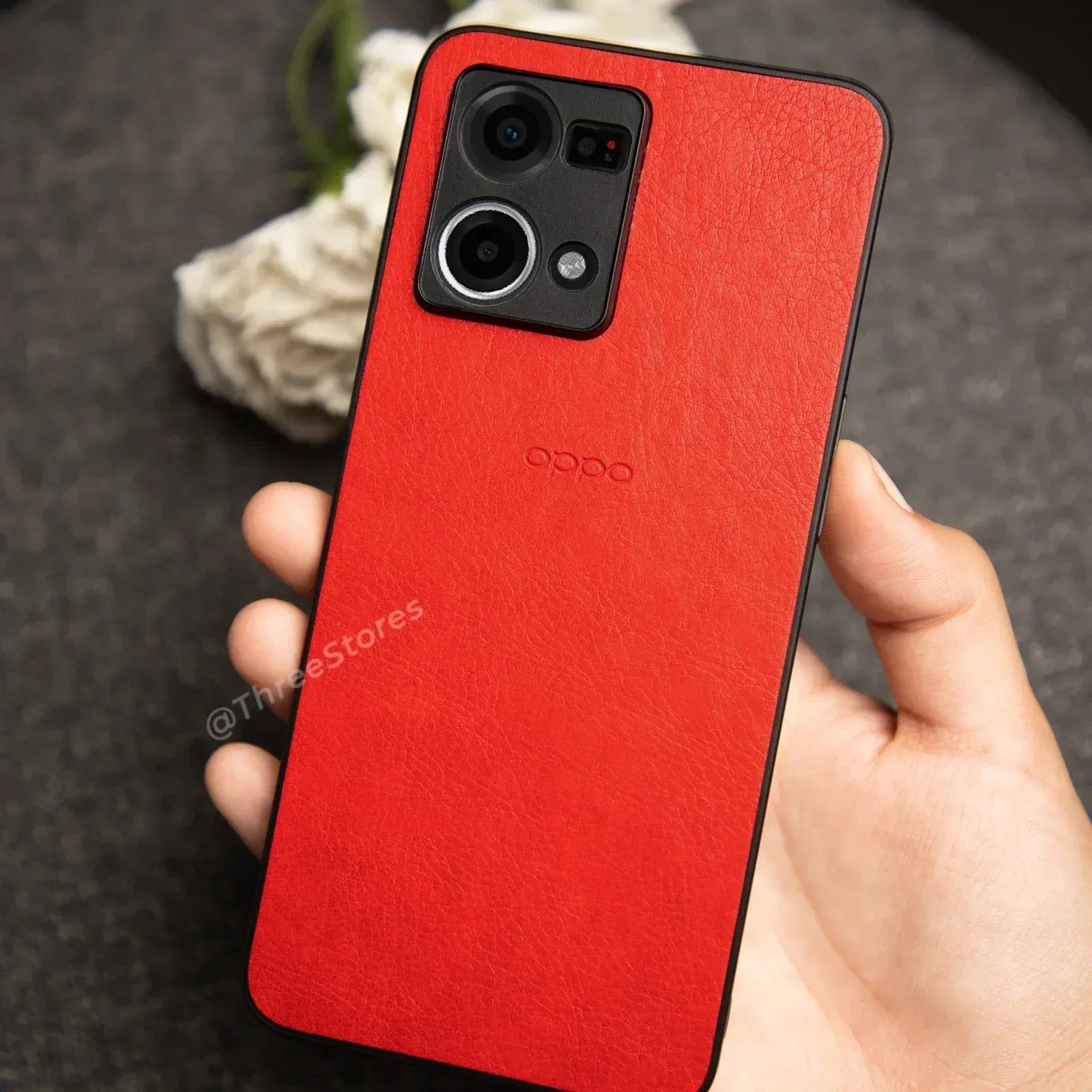 Leather Camera Protection Case Oppo Reno 7 4G / Reno 8 4G - Three