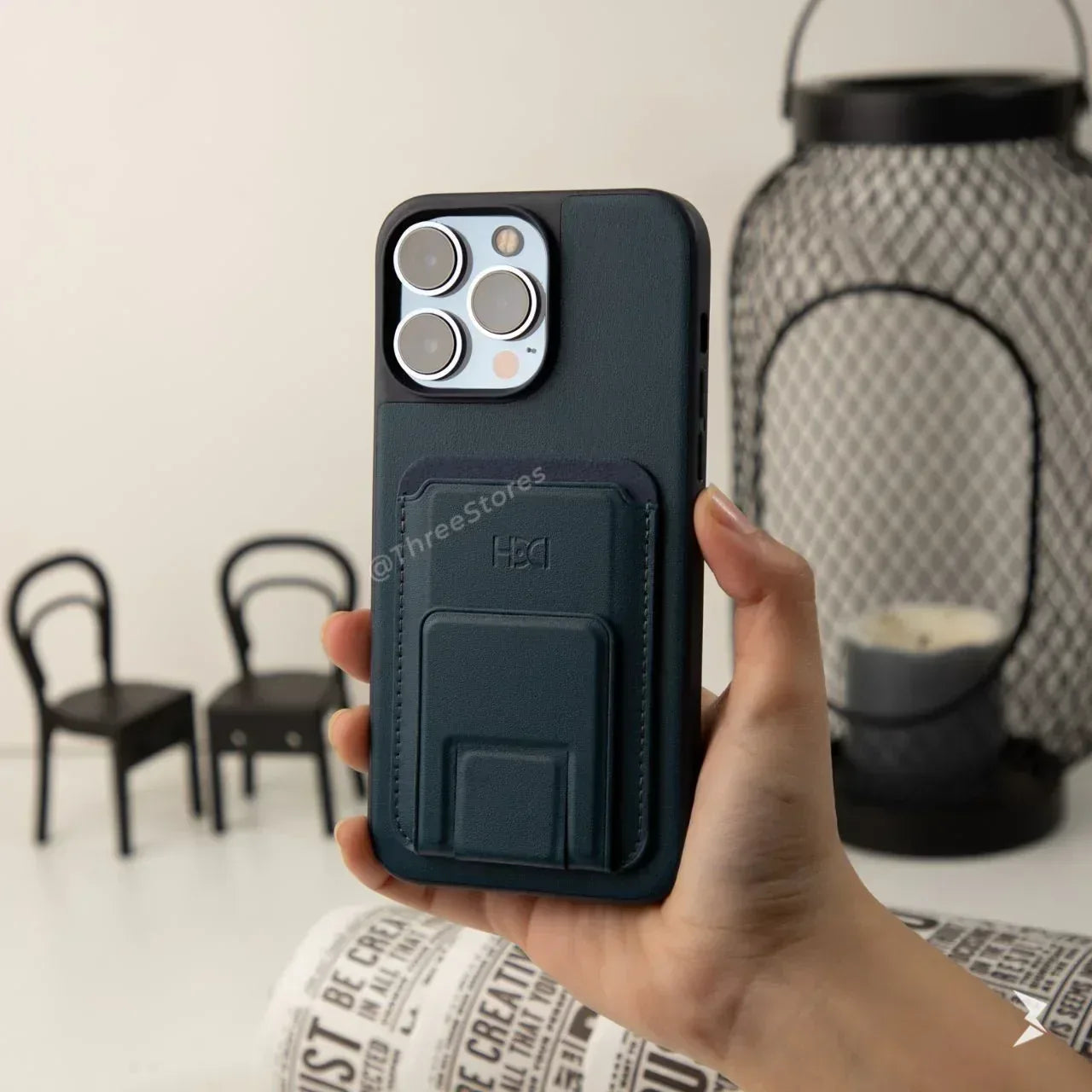 HDD Magnetic Stand Card Leather Case iPhone 13 Pro Max - Three