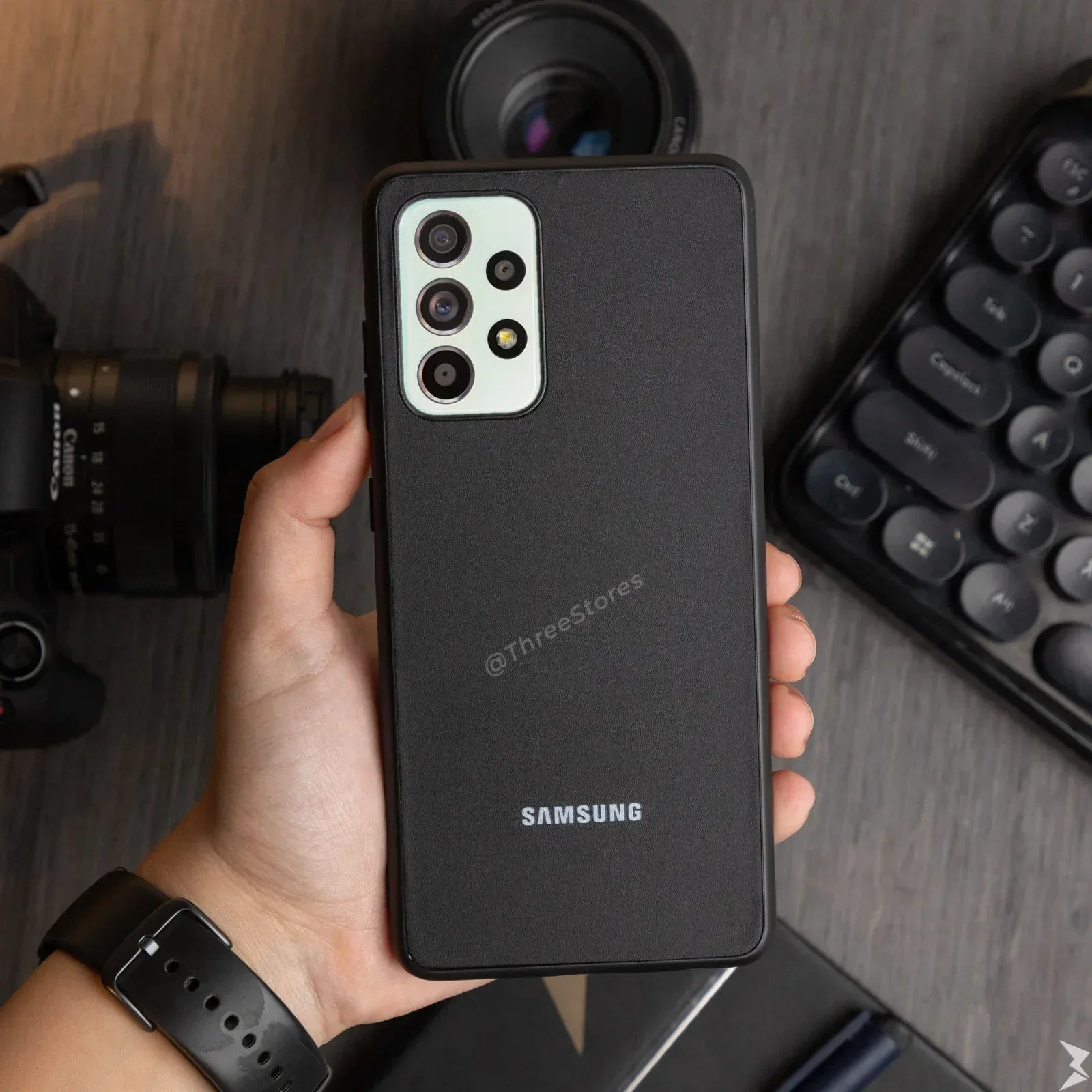 Slim Leather Camera Protection Case Samsung A52 - Three