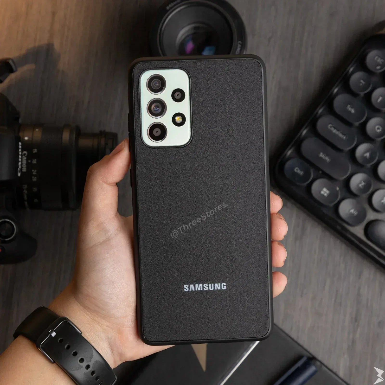 Slim Leather Camera Protection Case Samsung A33 - Three