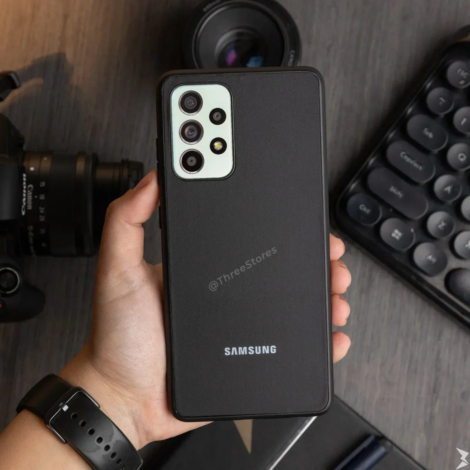 Slim Leather Camera Protection Case Samsung A53 - Three