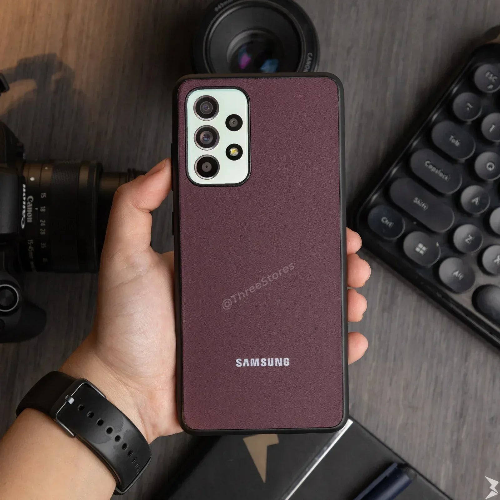 Slim Leather Camera Protection Case Samsung A33 - Three