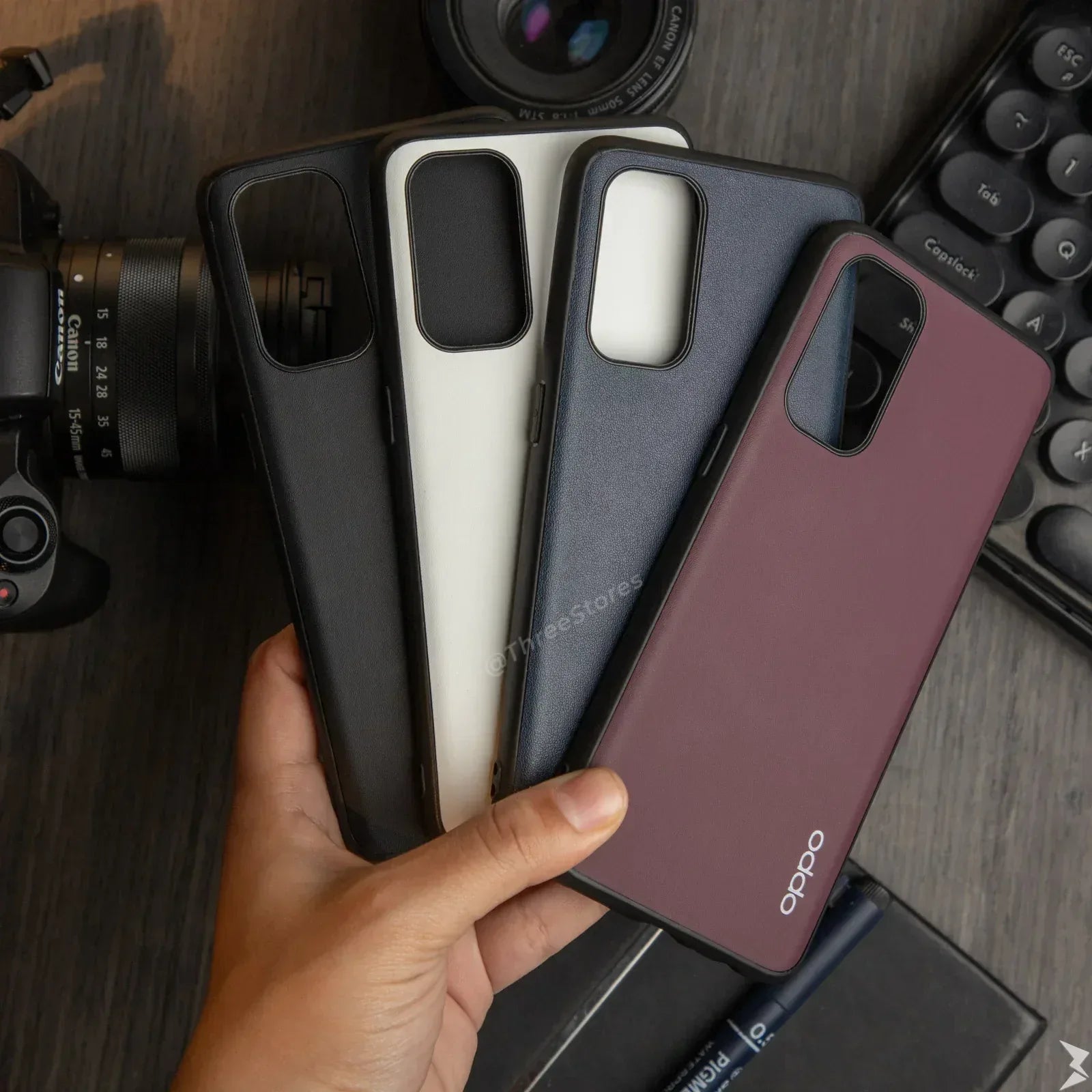 Slim Leather Camera Protection Case Oppo Reno 5 - Three