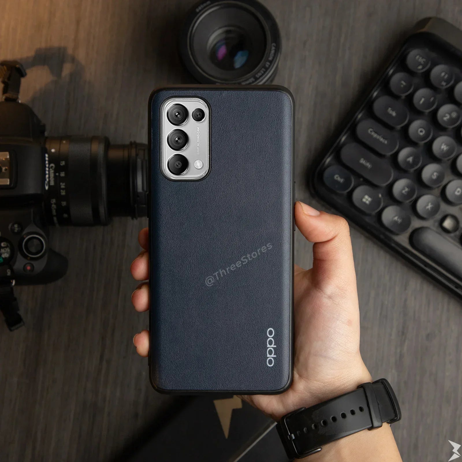 Slim Leather Camera Protection Case Oppo Reno 5 - Three