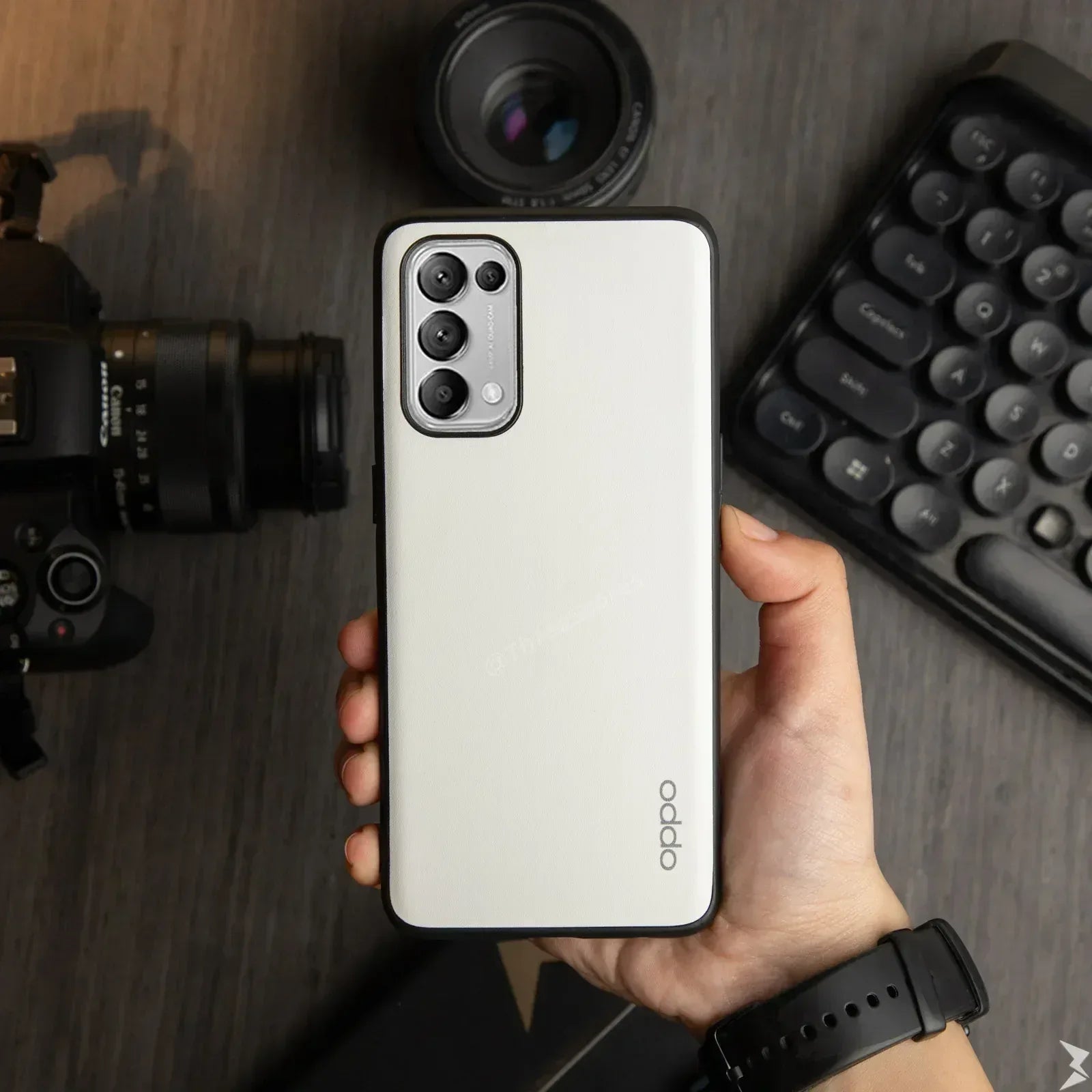 Slim Leather Camera Protection Case Oppo Reno 5 - Three