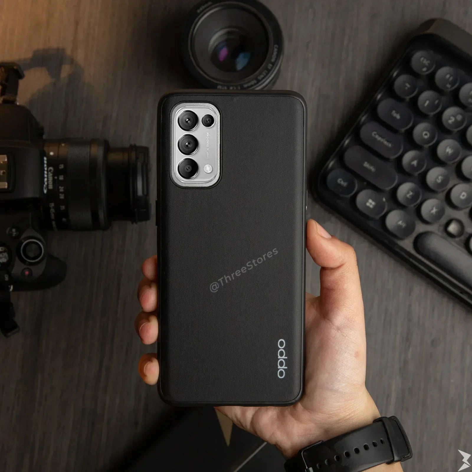 Slim Leather Camera Protection Case Oppo Reno 5 - Three