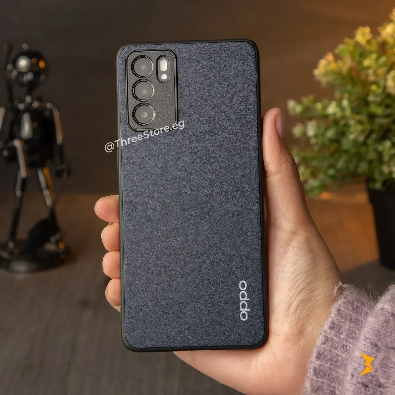 Slim Leather Camera Protection Case Oppo Reno 6 5G - Three