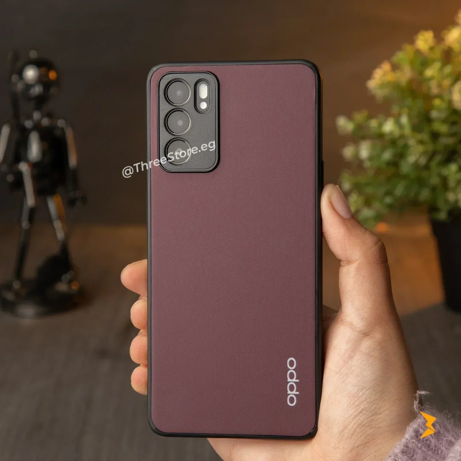 Slim Leather Camera Protection Case Oppo Reno 6 5G - Three