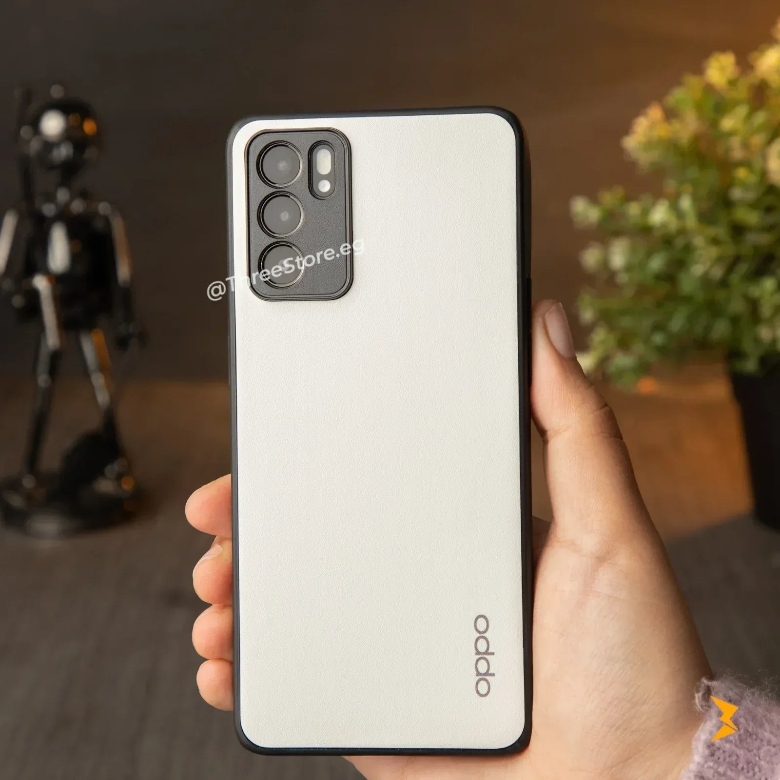 Slim Leather Camera Protection Case Oppo Reno 6 5G - Three