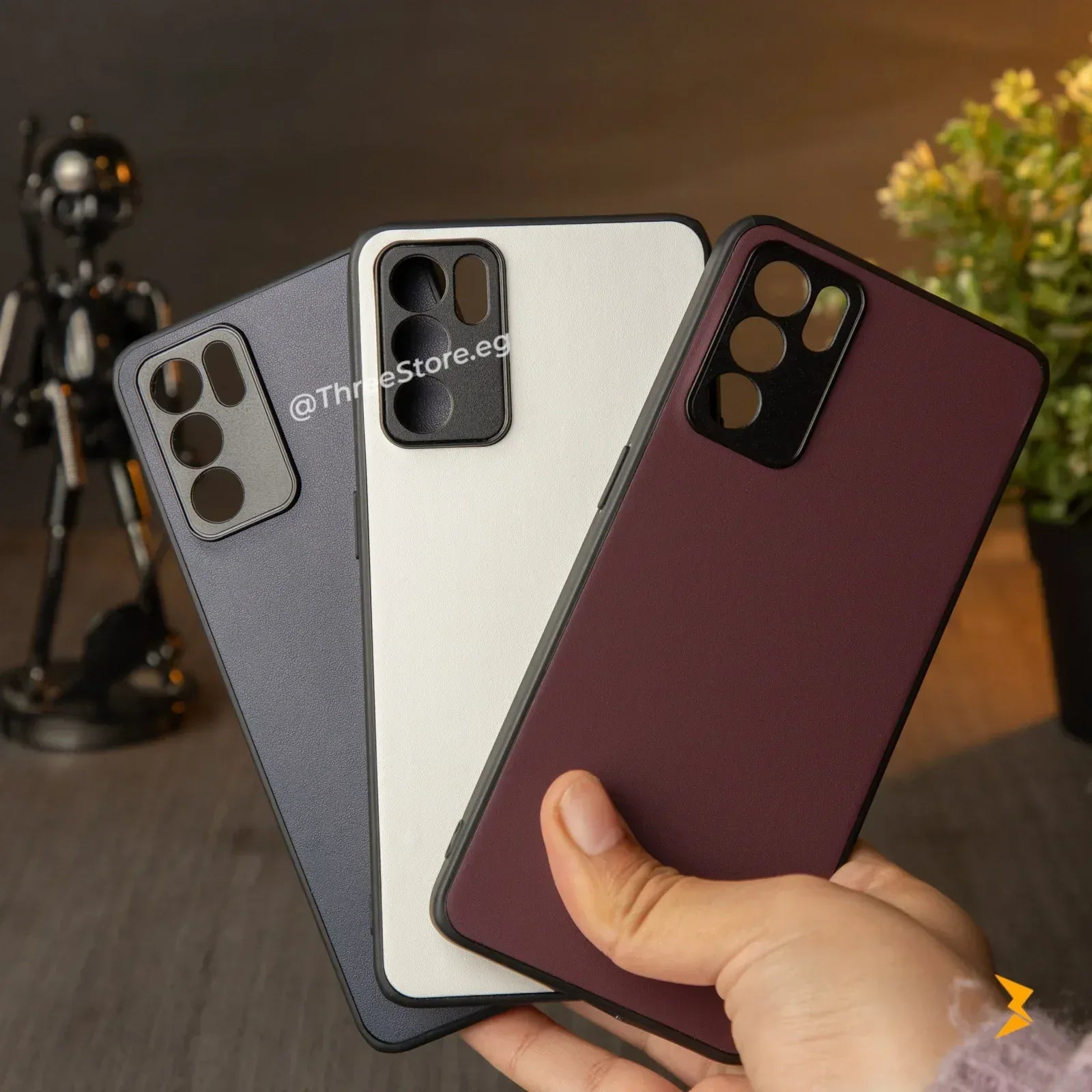 Slim Leather Camera Protection Case Oppo Reno 6 5G - Three