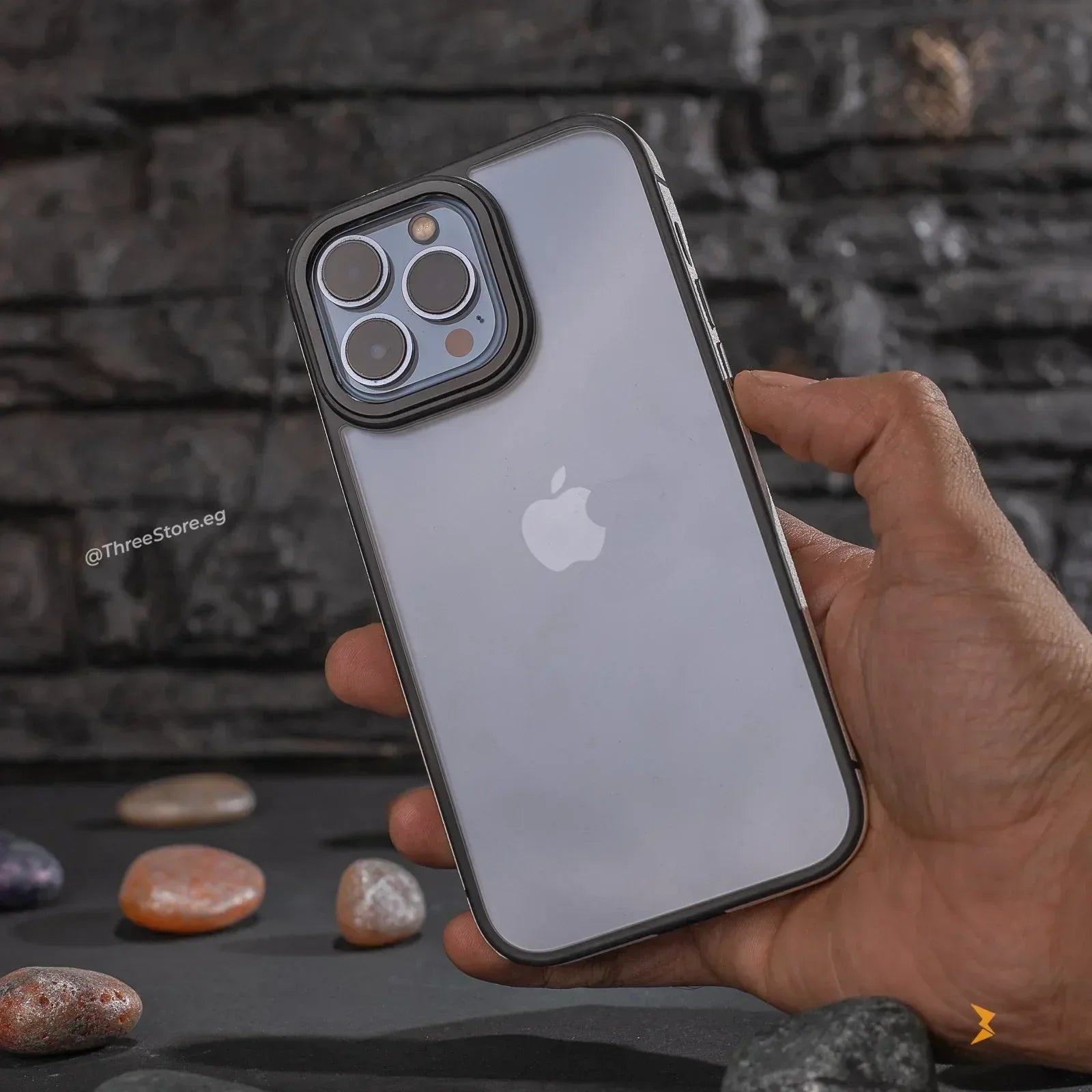 Desert Leather Frame Case iPhone 13 Pro Max - Three