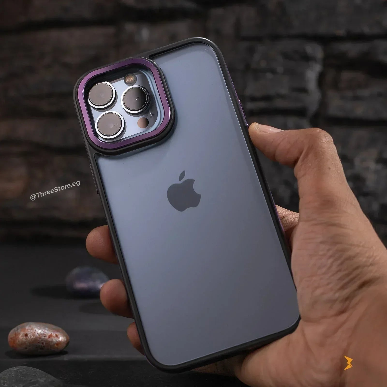 Desert Leather Frame Case iPhone 13 Pro Max - Three