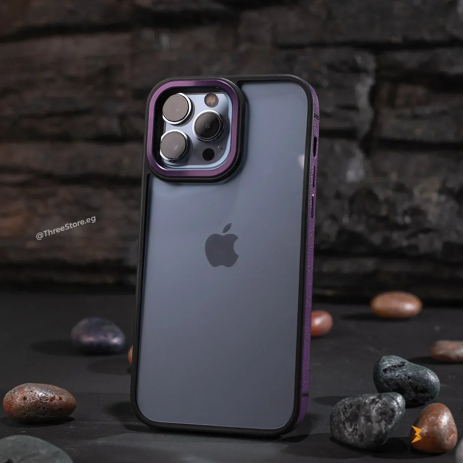 Desert Leather Frame Case iPhone 13 Pro Max - Three