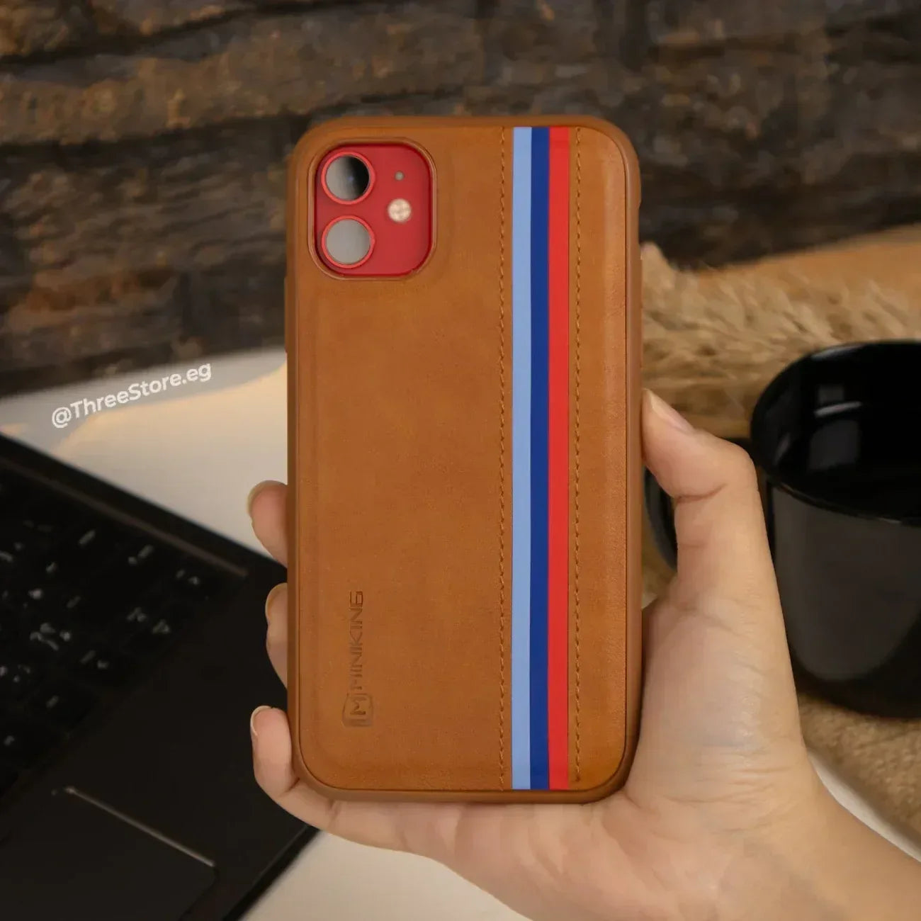 Minking Flag Leather Case iPhone 14 - Three