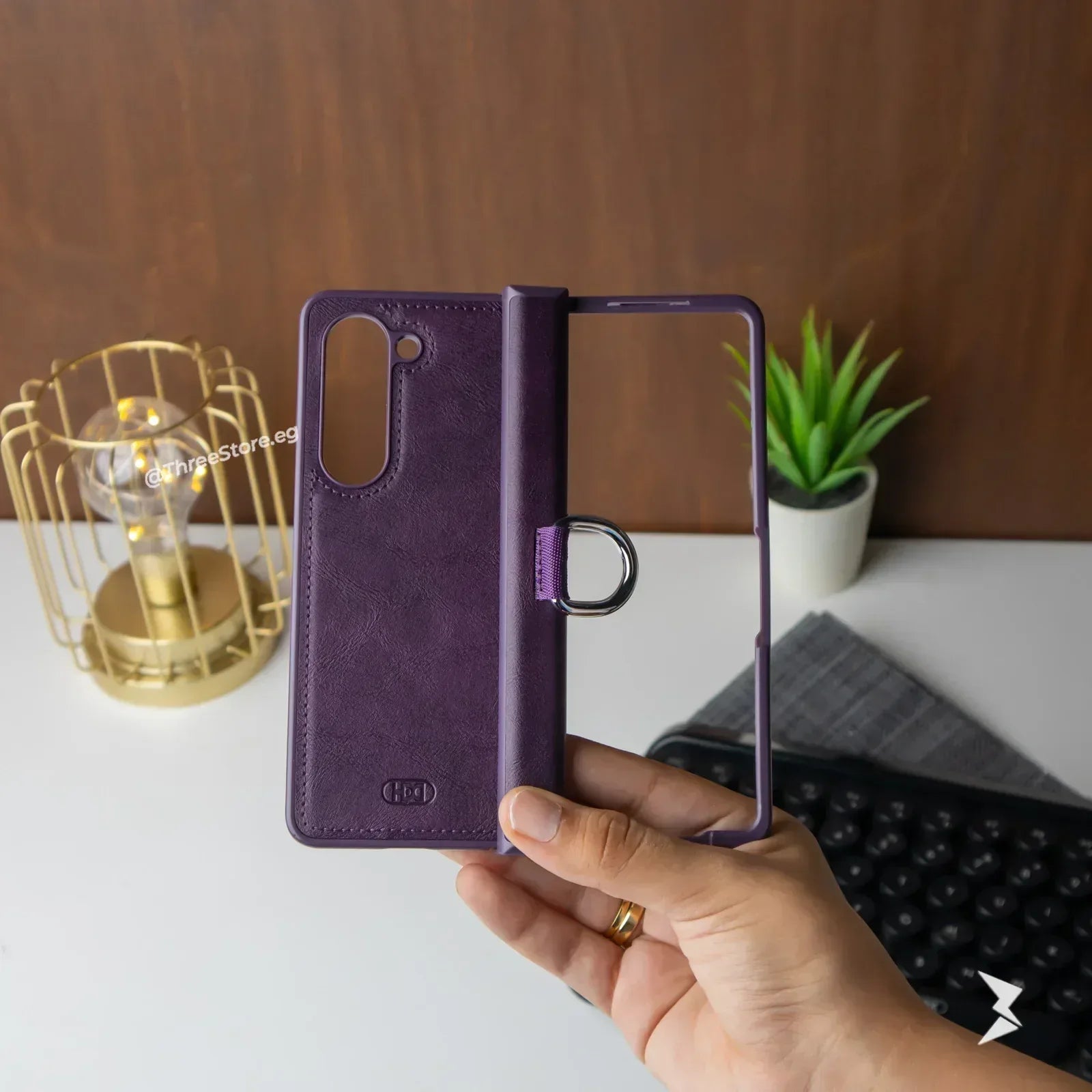 HDD Ring Leather Case Samsung Z Fold 5 - Three